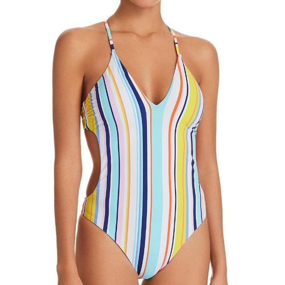 NWT Nanette Lepore Amalfi Coast Striped One Piece Swimsuit Large L